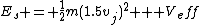 E_s = \frac{1}{2}m(1.5v_j)^2 + V_eff